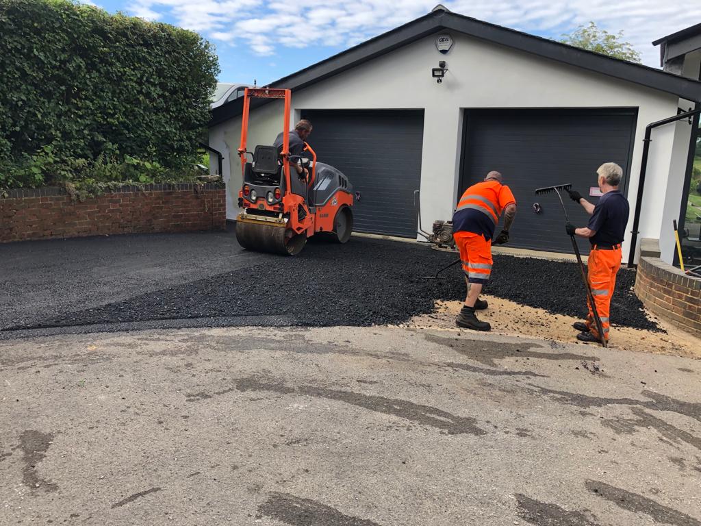 This is a photo of a bitumen driveway which is in the process of being installed by Langwarrin Road Tech